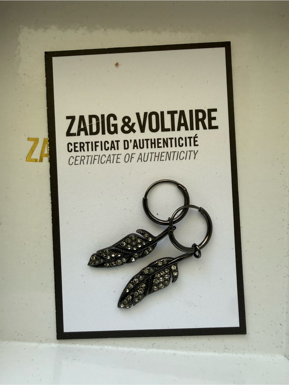 Zadig & Voltaire crystal feather earrings